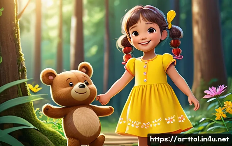 똘똘이 캐릭터 연령대별 인기 비교 - A cheerful cartoon girl, around 5 years old, with bright, sparkling eyes and her hair in playful pig...