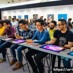 Home 22 똘똘이 팬아트와 팬덤 문화 - **Prompt: Global Fandom Art Festival - Community & Creativity**
"A vibrant and bustling indoor a...